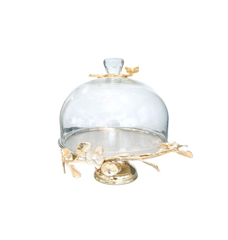 Hammered Orchid Hammered Steel and Brass Lidded Cake Stand