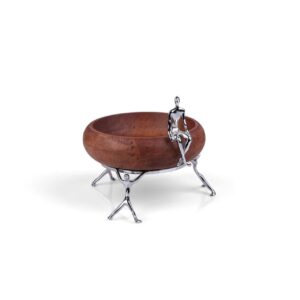 Gesto Wood and Brass Pedestal Chocolate Bowl