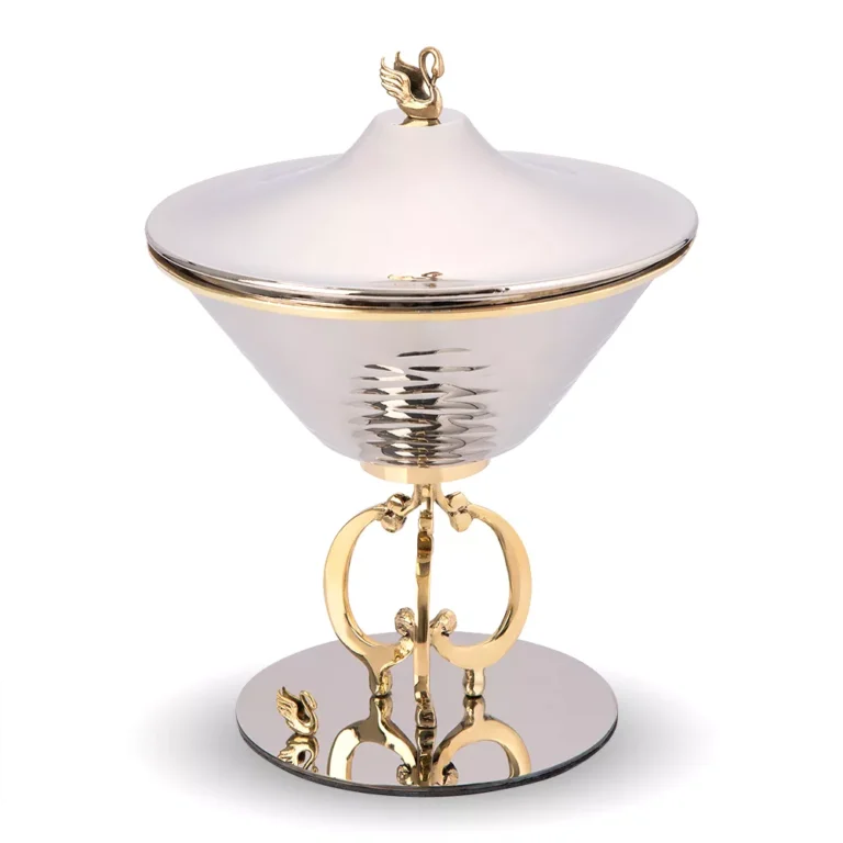 Swan Steel and Brass Large Chocolate Bowl