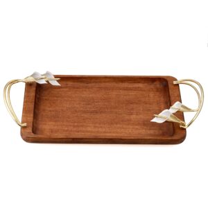 Callalily Wood and Brass Rectangular Tray