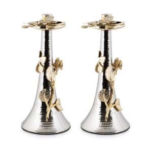 Hammered Orchid Hammered Steel and Brass Candle Holder