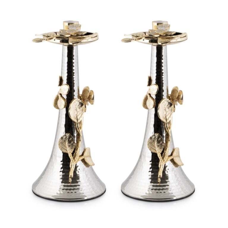 Hammered Orchid Hammered Steel and Brass Candle Holder