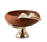 Callalily Wood and Brass Pedestal Chocolate Bowl