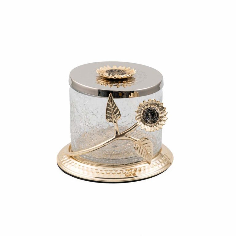 Sunflower Half-Hammered Brass Small Storage Jar