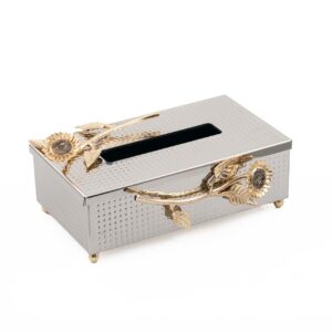 Sunflower Half-Hammered Brass Tissue Box